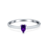 Petite Dainty Teardrop Wedding Ring Simulated Cubic Zirconia 925 Sterling Silver