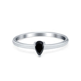 Petite Dainty Teardrop Wedding Ring Simulated Cubic Zirconia 925 Sterling Silver