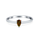 Petite Dainty Teardrop Wedding Ring Simulated Cubic Zirconia 925 Sterling Silver