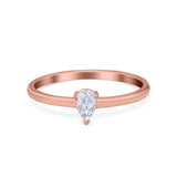 Petite Dainty Teardrop Wedding Ring Simulated Cubic Zirconia 925 Sterling Silver