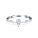 Petite Dainty Teardrop Wedding Ring Simulated Cubic Zirconia 925 Sterling Silver