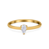Petite Dainty Teardrop Wedding Ring Simulated Cubic Zirconia 925 Sterling Silver