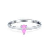 Petite Dainty Teardrop Wedding Ring Simulated Cubic Zirconia 925 Sterling Silver