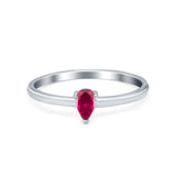 Petite Dainty Teardrop Wedding Ring Simulated Cubic Zirconia 925 Sterling Silver