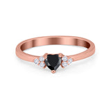 Engagement Heart Promise Ring Round Simulated Cubic Zirconia 925 Sterling Silver