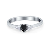 Engagement Heart Promise Ring Round Simulated Cubic Zirconia 925 Sterling Silver