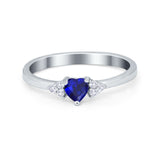 Engagement Heart Promise Ring Round Simulated Cubic Zirconia 925 Sterling Silver