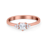 Engagement Heart Promise Ring Round Simulated Cubic Zirconia 925 Sterling Silver