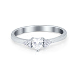 Engagement Heart Promise Ring Round Simulated Cubic Zirconia 925 Sterling Silver