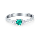 Engagement Heart Promise Ring Round Simulated Cubic Zirconia 925 Sterling Silver