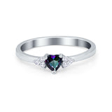 Engagement Heart Promise Ring Round Simulated Cubic Zirconia 925 Sterling Silver