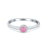 Petite Dainty Wedding Ring Bezel Simulated Cubic Zirconia 925 Sterling Silver