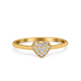 Heart Promise Ring Pave Round Simulated Cubic Zirconia 925 Sterling Silver