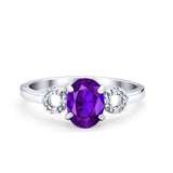 Art Deco Oval Solitaire Wedding Ring Simulated Cubic Zirconia 925 Sterling Silver