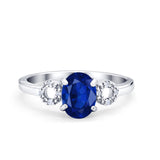 Art Deco Oval Solitaire Wedding Ring Simulated Cubic Zirconia 925 Sterling Silver