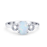 Art Deco Oval Solitaire Wedding Ring Simulated Cubic Zirconia 925 Sterling Silver