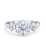 Art Deco Solitaire Wedding Ring Simulated Cubic Zirconia 925 Sterling Silver