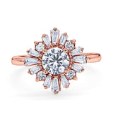 Halo Floral Style Vintage Wedding Ring Simulated Cubic Zirconia 925 Sterling Silver