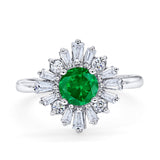 Halo Floral Style Vintage Wedding Ring Simulated Cubic Zirconia 925 Sterling Silver