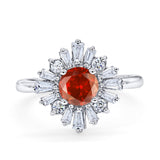 Halo Floral Style Vintage Wedding Ring Simulated Cubic Zirconia 925 Sterling Silver