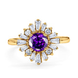 Halo Floral Style Vintage Wedding Ring Simulated Cubic Zirconia 925 Sterling Silver