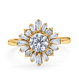 Halo Floral Style Vintage Wedding Ring Simulated Cubic Zirconia 925 Sterling Silver