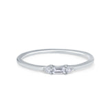 Petite Dainty Band Ring Baguette Simulated Cubic Zirconia 925 Sterling Silver