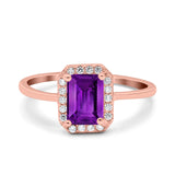 Halo Radiant Cut Wedding Engagement Ring Round Simulated Cubic Zirconia 925 Sterling Silver