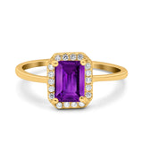 Halo Radiant Cut Wedding Engagement Ring Round Simulated Cubic Zirconia 925 Sterling Silver