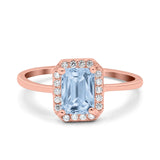 Halo Radiant Cut Wedding Engagement Ring Round Simulated Cubic Zirconia 925 Sterling Silver