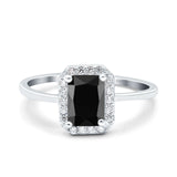Halo Radiant Cut Wedding Engagement Ring Round Simulated Cubic Zirconia 925 Sterling Silver