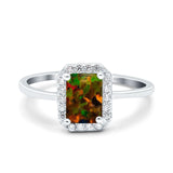 Halo Radiant Cut Wedding Engagement Ring Round Simulated Cubic Zirconia 925 Sterling Silver