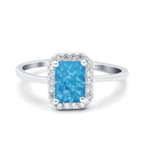 Halo Radiant Cut Wedding Engagement Ring Round Simulated Cubic Zirconia 925 Sterling Silver