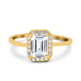 Halo Radiant Cut Wedding Engagement Ring Round Simulated Cubic Zirconia 925 Sterling Silver