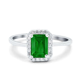 Halo Radiant Cut Wedding Engagement Ring Round Simulated Cubic Zirconia 925 Sterling Silver