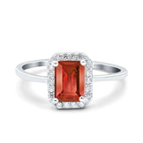 Halo Radiant Cut Wedding Engagement Ring Round Simulated Cubic Zirconia 925 Sterling Silver