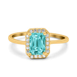 Halo Radiant Cut Wedding Engagement Ring Round Simulated Cubic Zirconia 925 Sterling Silver