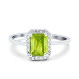Halo Radiant Cut Wedding Engagement Ring Round Simulated Cubic Zirconia 925 Sterling Silver