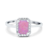 Halo Radiant Cut Wedding Engagement Ring Round Simulated Cubic Zirconia 925 Sterling Silver