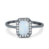 Halo Radiant Cut Wedding Engagement Ring Round Simulated Cubic Zirconia 925 Sterling Silver