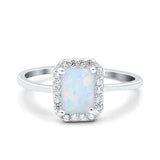 Halo Radiant Cut Wedding Engagement Ring Round Simulated Cubic Zirconia 925 Sterling Silver