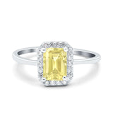 Halo Radiant Cut Wedding Engagement Ring Round Simulated Cubic Zirconia 925 Sterling Silver