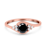 Art Deco Engagement Ring Round Simulated Cubic Zirconia 925 Sterling Silver