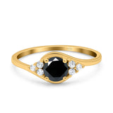 Art Deco Engagement Ring Round Simulated Cubic Zirconia 925 Sterling Silver