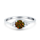 Art Deco Engagement Ring Round Simulated Cubic Zirconia 925 Sterling Silver