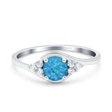 Art Deco Engagement Ring Round Simulated Cubic Zirconia 925 Sterling Silver