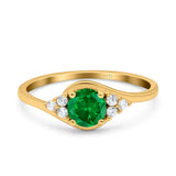 Art Deco Engagement Ring Round Simulated Cubic Zirconia 925 Sterling Silver