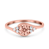 Art Deco Engagement Ring Round Simulated Cubic Zirconia 925 Sterling Silver