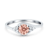 Art Deco Engagement Ring Round Simulated Cubic Zirconia 925 Sterling Silver