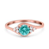 Art Deco Engagement Ring Round Simulated Cubic Zirconia 925 Sterling Silver